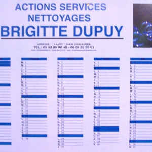 Calendrier Actions Services Nettoyages Brigitte Dupuy