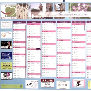 Calendrier Association Merveilleusement Excideuil Recto